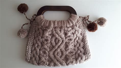 Handmade Knitted Bag, Knitted Bag, Casual Wool Bag, Beige Knitted bag ...