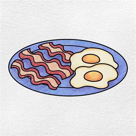 How to Draw Eggs And Bacon - HelloArtsy