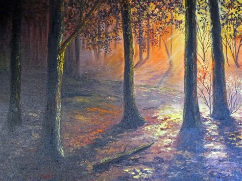 Forest Sunset | Forest sunset, Painting, Art