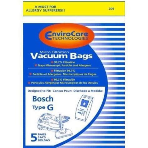 Buy- Bosch Allergy TYPE G Canister Micro Filtration Vacuum Bags - Vacuum Plus Canada