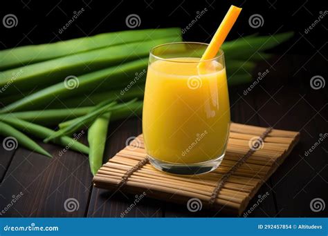 Mango Juice in a Curved Glass with a Bamboo Straw Stock Photo - Image of healthy, juice: 292457854