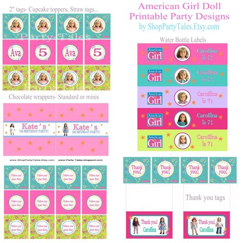 American girl Doll Crafts Printable birthday party by ICandyEvents