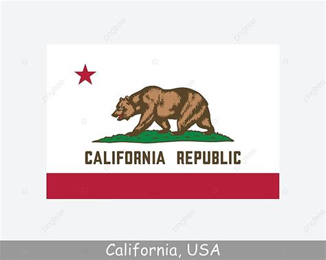 White Background Isolated California State Flag Of The Usa Vector ...