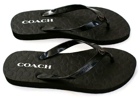 Coach Black Abbigail Rubber Thong Sandals Flip Flops Women's 5B NEW - Sandals & Flip Flops