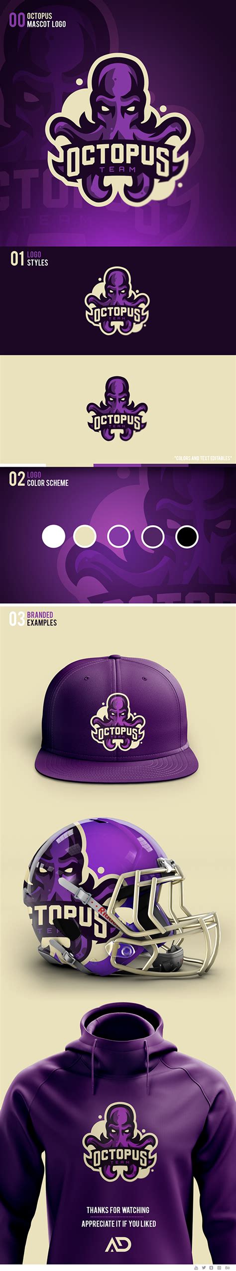 OCTOPUS Mascot logo, for sale. on Behance