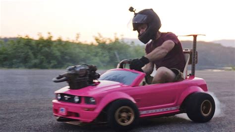 A Modified Barbie Power Wheels Mustang Go Kart With a Real Engine That ...