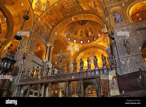 Interior view of Saint Mark's Basilica or the Basilica di San Marco the cathedral church of ...