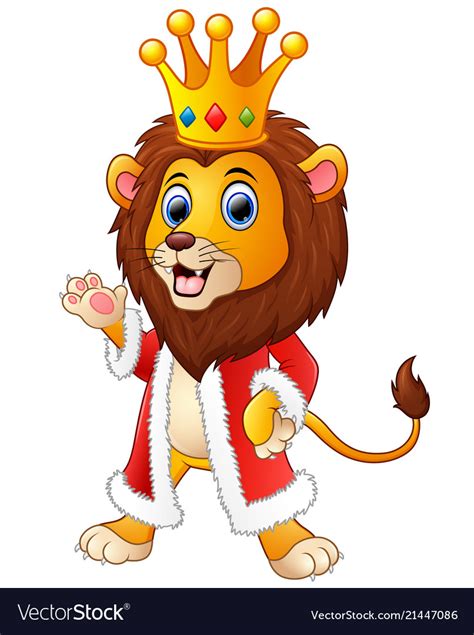 Cartoon lion in king outfit Royalty Free Vector Image