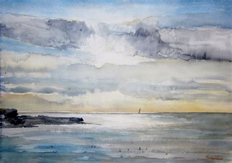 "Coogee Beach" - seascape watercolour painting - Art Lovers Australia