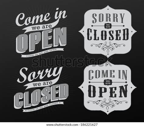 Open Vintage Retro Signs Vector Illustration Stock Vector (Royalty Free) 186221627 | Shutterstock