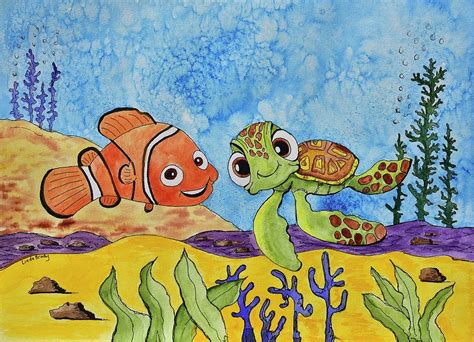 Nemo And Squirt Painting by Linda Brody