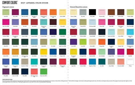 Comfort Colors- Color Guides – The Alabama Gymnastics Store