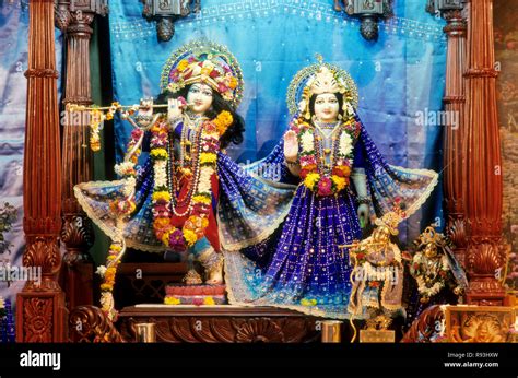 Hindu God Krishna And Goddess Radha At The Iskcon Temple Of Hare Krishna In Bhadaj Ahmedabad ...