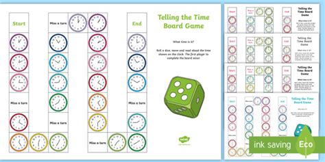 Telling the Time Board Game - Maths (teacher made) - Twinkl