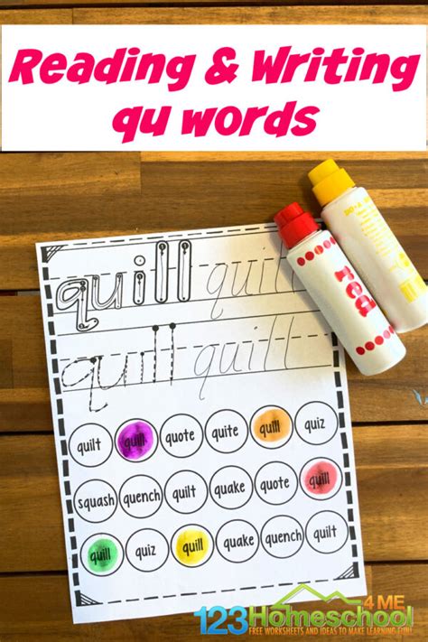 FREE Printable Reading and Writing qu words Worksheets