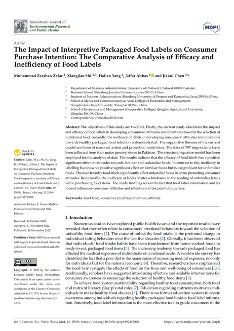 (PDF) The Impact of Interpretive Packaged Food Labels on Consumer Purchase Intention: The ...