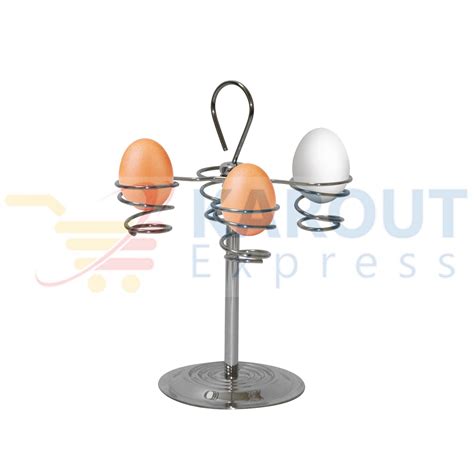 Stainless Steel Eggs Stand, Spiral Egg Holder 4 Cups - KaroutExpress