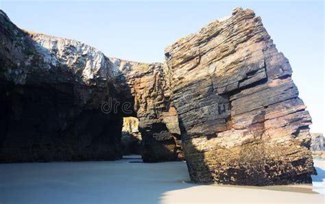 Natural Arch at As Catedrais Beach Stock Photo - Image of cavern ...