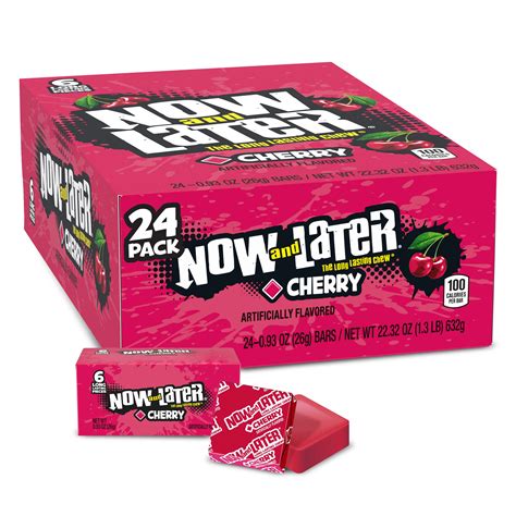 Buy Now & Later Candy, Cherry Flavor, 0.93 Ounce Bars (Pack of 24 ...