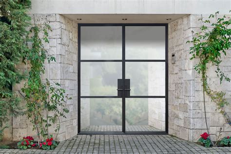 French Steel & Glass Exterior Doors - Modern Glass and Metal Front ...