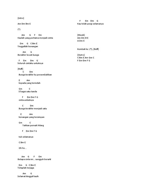 Bunga Terakhir Chord | PDF | Song Structure | Musical Compositions