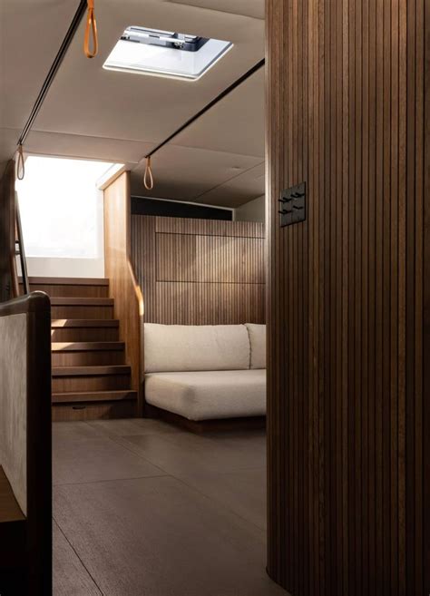 Warm Minimalist Interior for Y9 Sailing Yacht