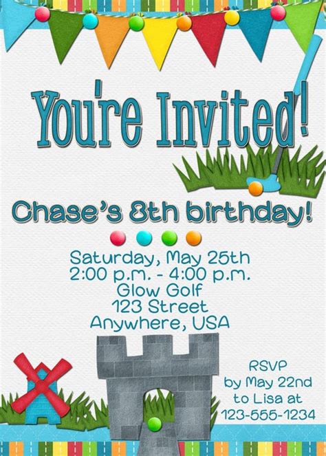 Putt Putt Golf Birthday Party Invitation | Golf, Birthday party invitations and Putt putt