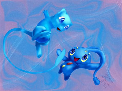 Manaphy and Shiny Mew by DragonMPhantom on DeviantArt