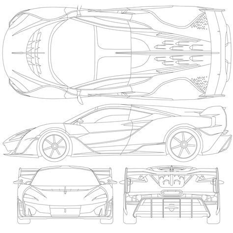 McLaren Sabre 2020 Blueprint - Download free blueprint for 3D modeling