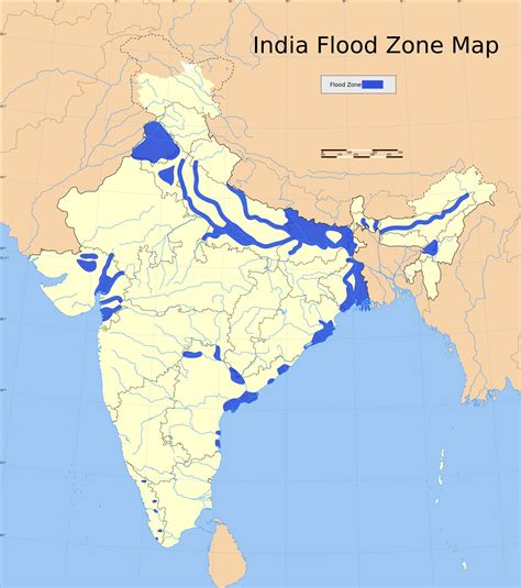 Map depicting areas prone to flooding in India