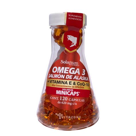 Omega 3 Salmón de Alaska, Vitamina E y CoQ10 120 cápsulas Solanum