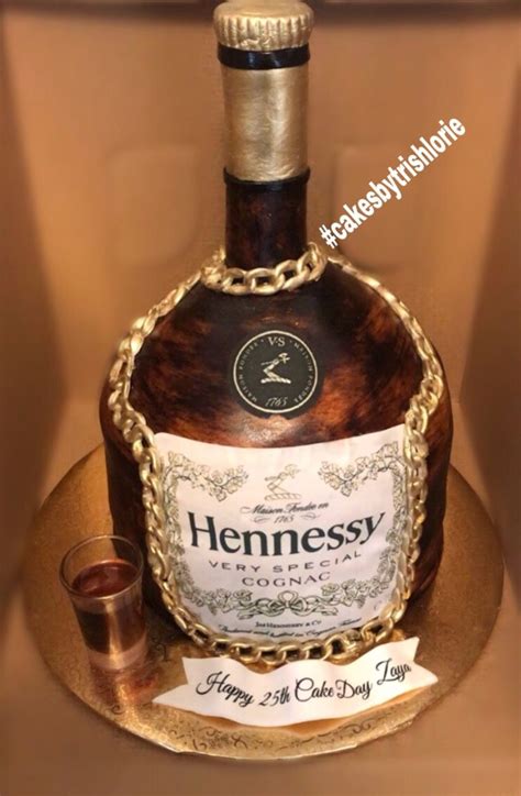 Hennessy Bottle Cake 25th Birthday Cakes, Birthday Cake For Him, Adult Birthday Cakes, Beer ...