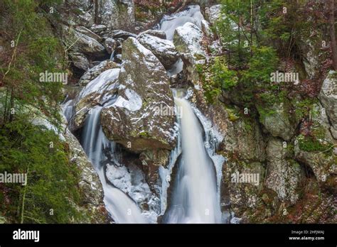 Bash Bish Falls in winter. Located in Bash Bish Falls State Park, in ...