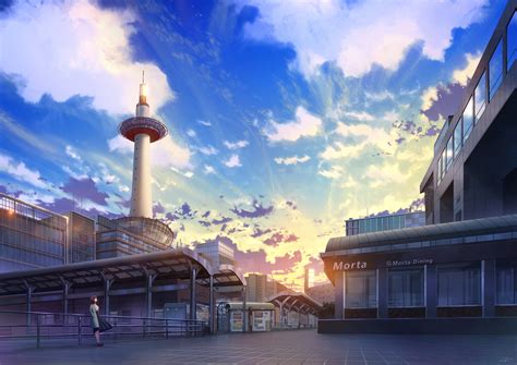 Download Sky Anime City HD Wallpaper by NIK