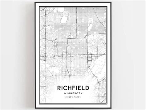 Richfield Map Print Richfield Map Poster Wall Art Mn City | Etsy