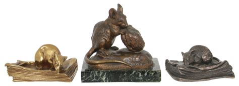 Lot - 3 Bronze Mouse Sculptures