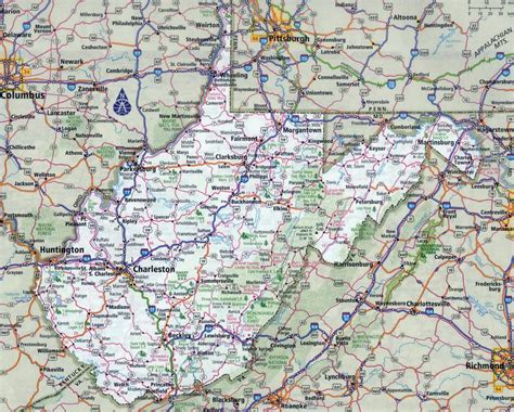 Large detailed roads and highways map of West Virginia state with all ...