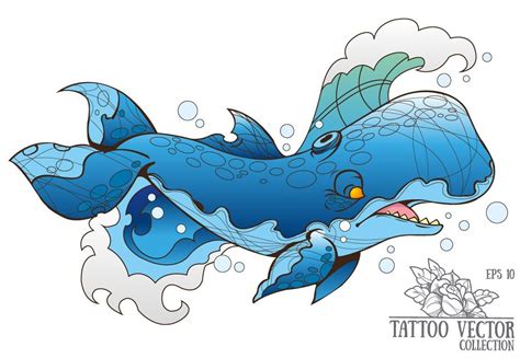 Sketch tattoo whale - vector By filkusto | TheHungryJPEG