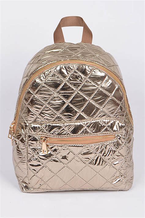 PP6830 GOLD Shiny Backpack With Zipper