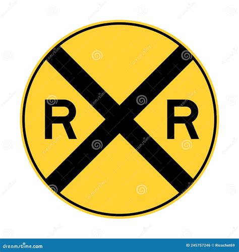 Yellow Rail Road Crossing Road Sign Stock Illustration - Illustration of roadsign, forbidden ...