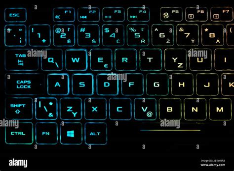 Colorful light keyboard, backlight of the keyboard in different colors ...