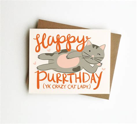 Crazy Cat Lady Birthday Purrthday Card by littlelow on Etsy