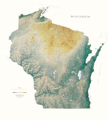 Topographic Map Of Wisconsin - World Map Gray