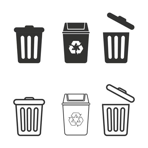 set of trash bin, recycle bin simple icon design on white background ...