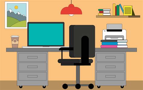 Vector Office Desktop Illustration 210808 Vector Art at Vecteezy