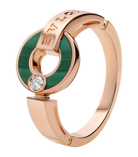 Bvlgari Rose Gold, Diamond and Malachite BVLGARI BVLGARI Ring | Harrods FR