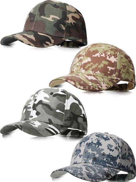 Geyoga 4 Pieces Men Camouflage Baseball Cap Army Military Camo Hat Camouflage Outdoor Sports Cap ...