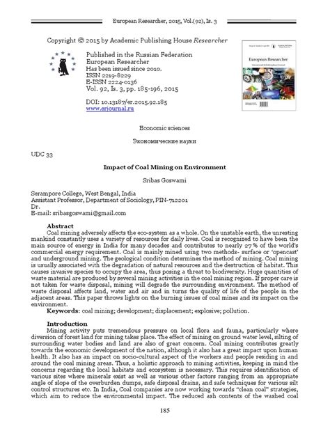 Impact of Coal Mining On Environment Article Paper 3 | PDF | Coal Mining | Coal