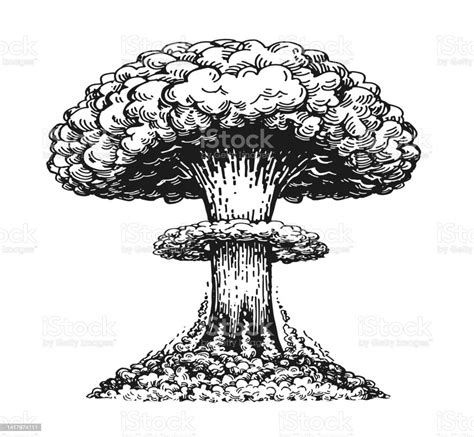 Nuclear Explosion Atomic Bomb Mushroom Cloud Sketch Radiation And ...