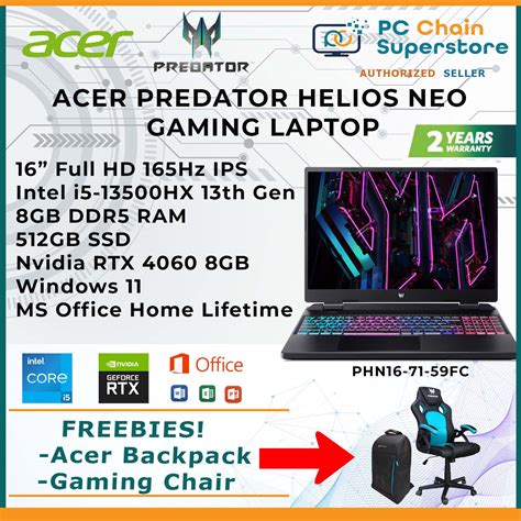 Acer Predator Helios Neo 16 PHN16-71-59FC Gaming Laptop - 16" FHD IPS 165Hz | i5-13500HX 13th ...